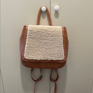 Universal Thread Tan and Cream Shearling Sherpa Backpack
